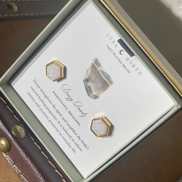 Luna Norte Druzy Quartz Earrings - Picture 3 of 4